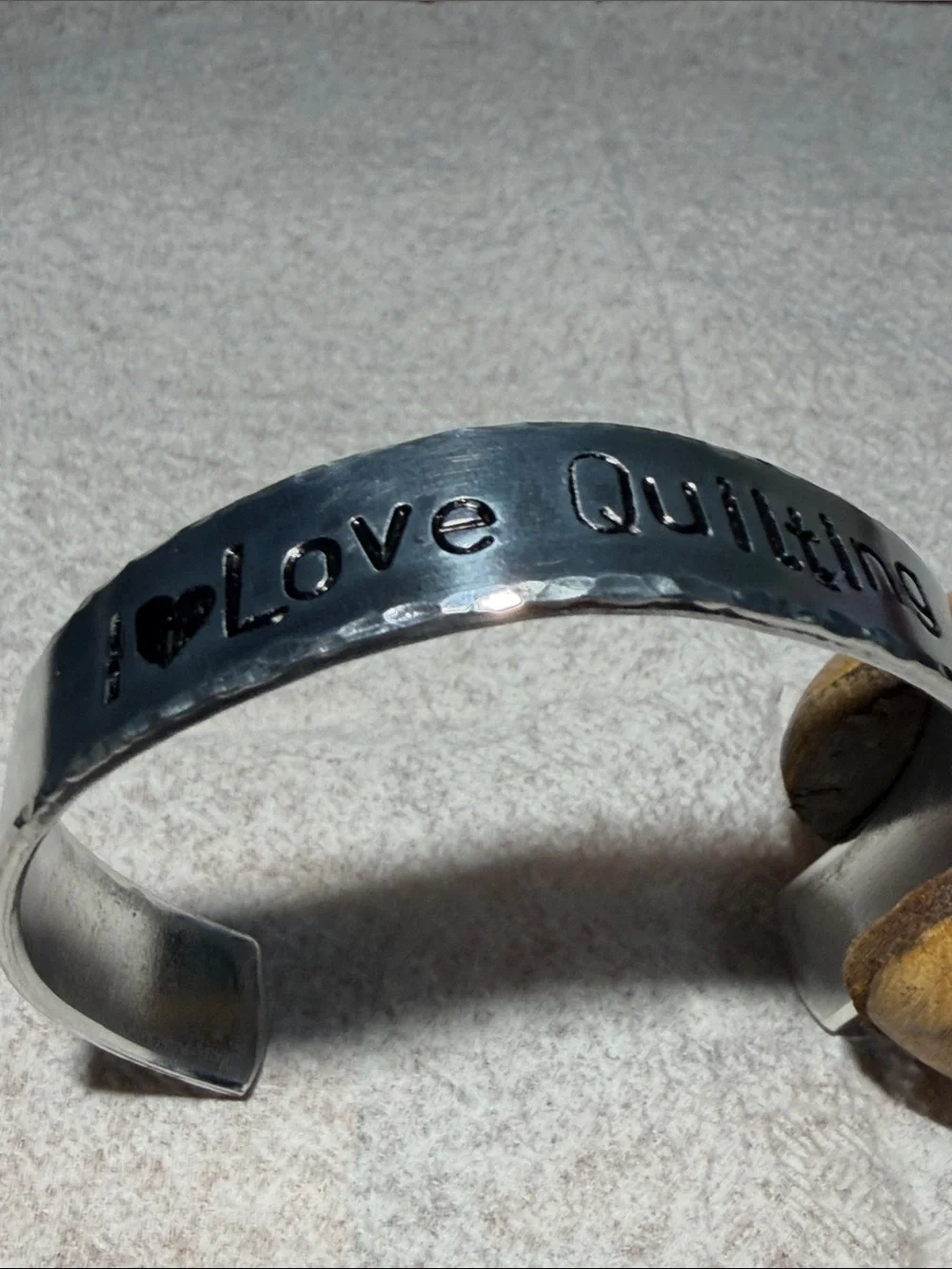I Love Quilting Silver Tone Cuff Bracelet